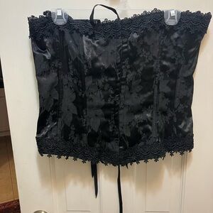 Elegant Black Satin Lace Corset size 40